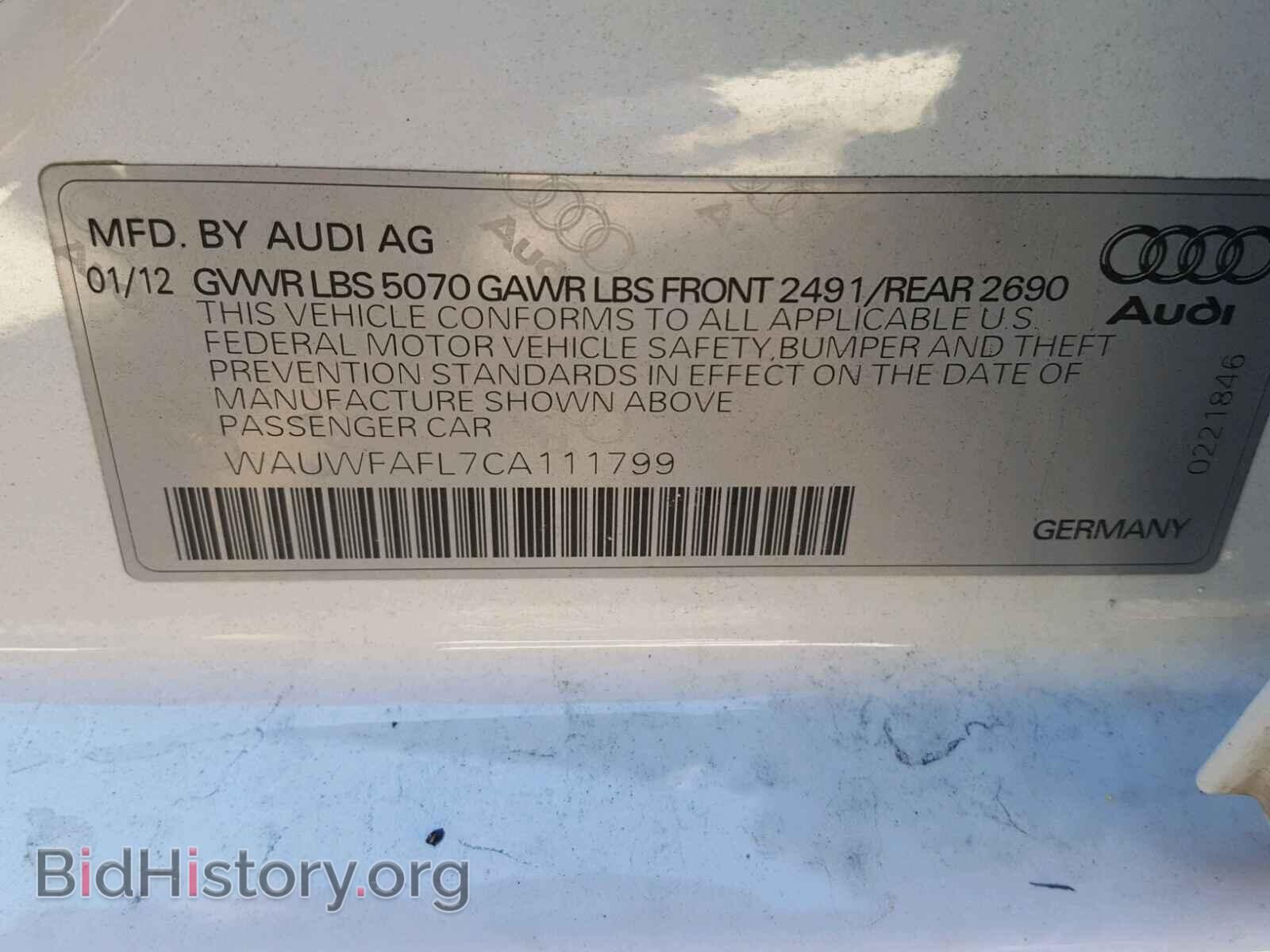 2012 AUDI A4 - VIN: WAUWFAFL7CA111799 - Фото 10
