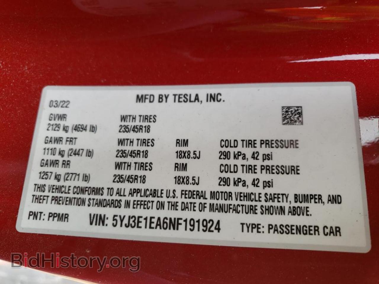 2022 TESLA MODEL 3 - VIN: 5YJ3E1EA6NF191924 - Photo 10