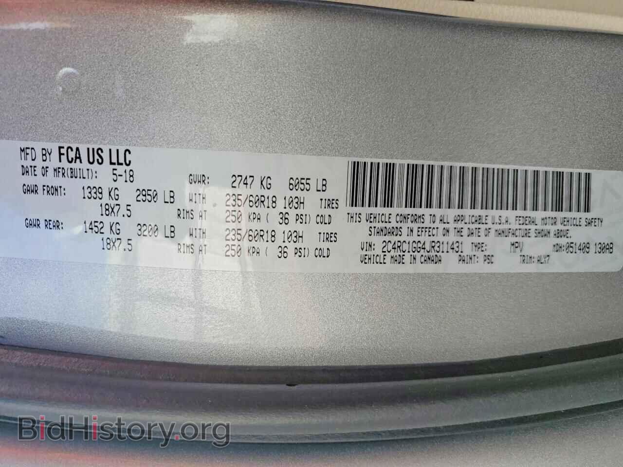 2018 CHRYSLER PACIFICA - VIN: 2C4RC1GG4JR311431 - Photo 13