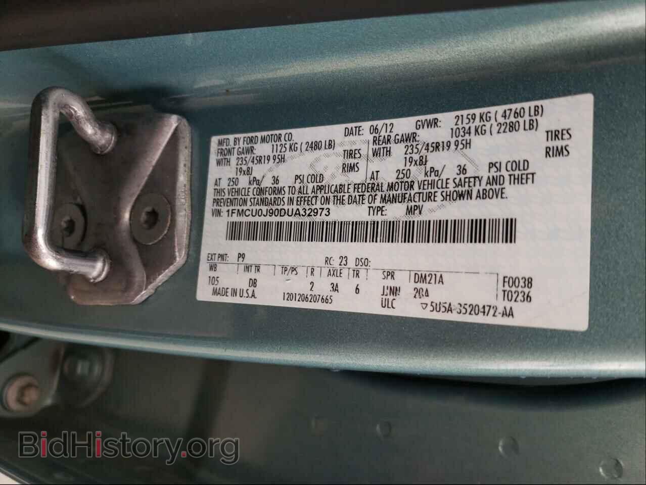 2013 FORD ESCAPE - VIN: 1FMCU0J90DUA32973 - Фото 10