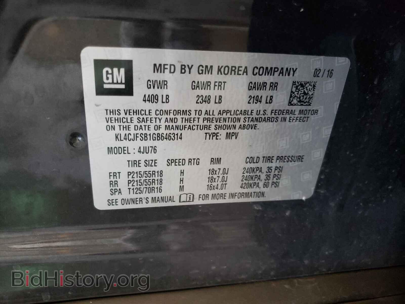 2016 BUICK ENCORE - VIN: KL4CJFSB1GB646314 - Фото 10