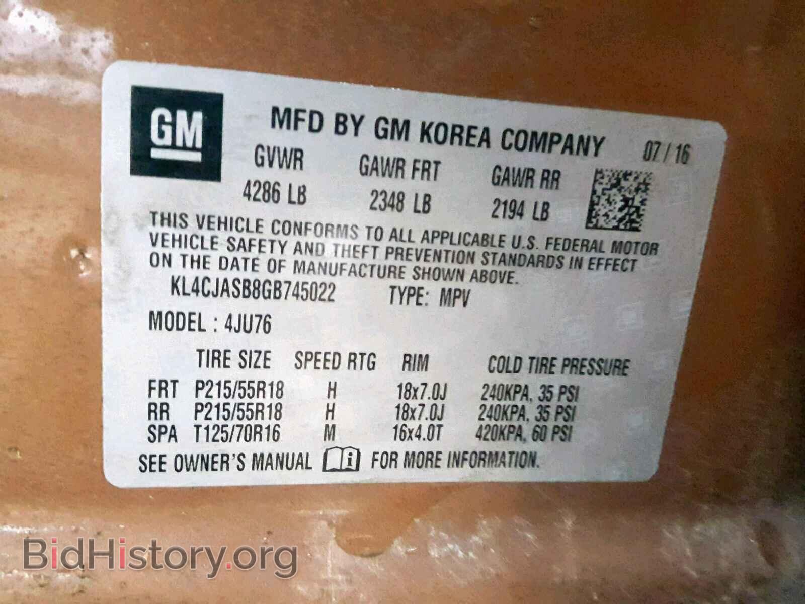2016 BUICK ENCORE - VIN: KL4CJASB8GB745022 - Фото 10