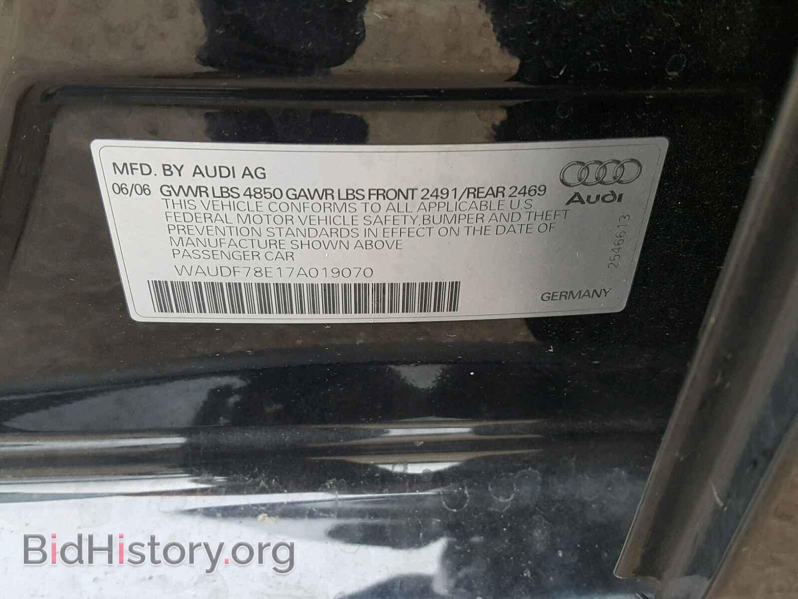2007 AUDI A4 - VIN: WAUDF78E17A019070 - Фото 10