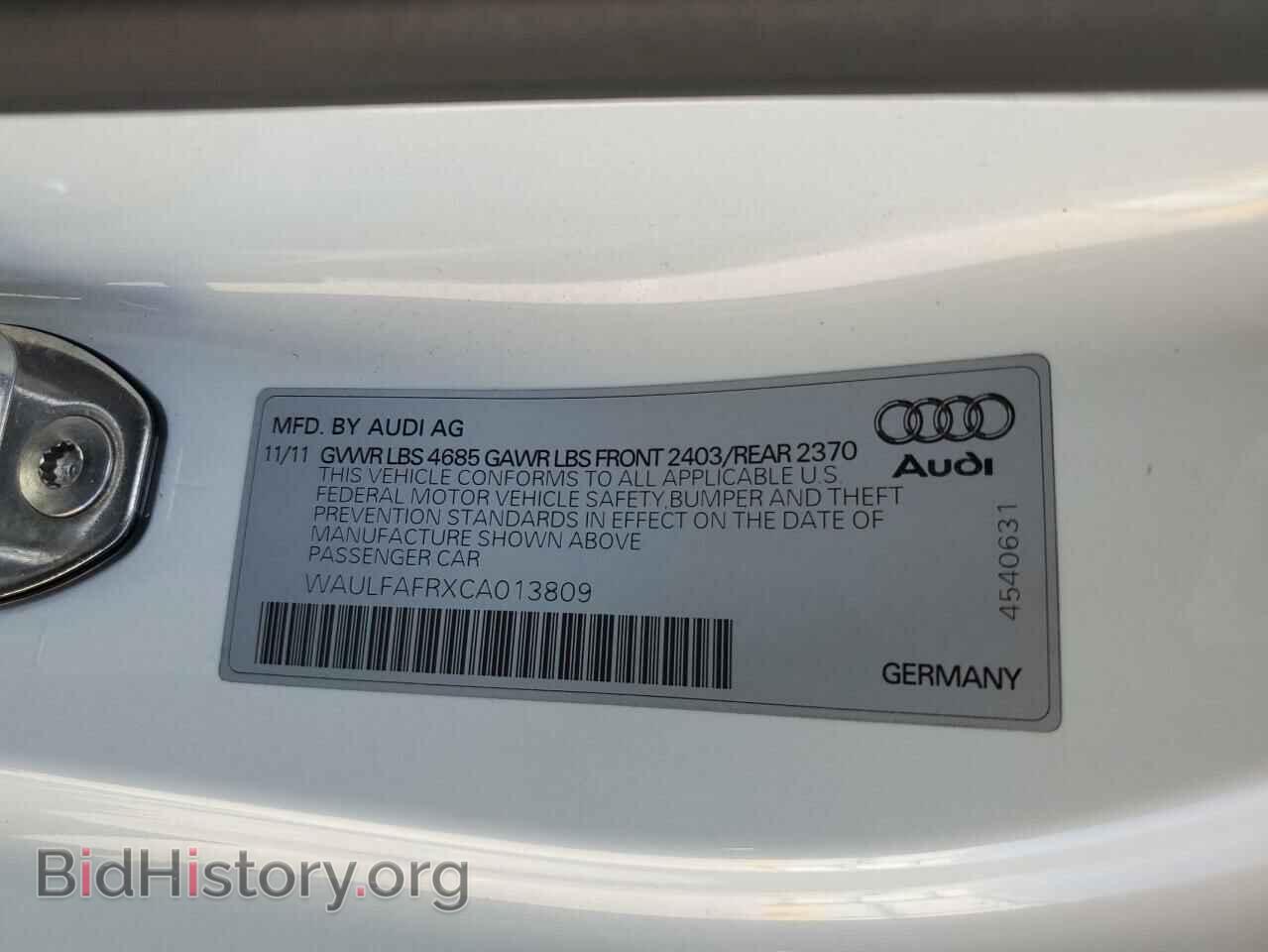 2012 AUDI A5 - VIN: WAULFAFRXCA013809 - Photo 12