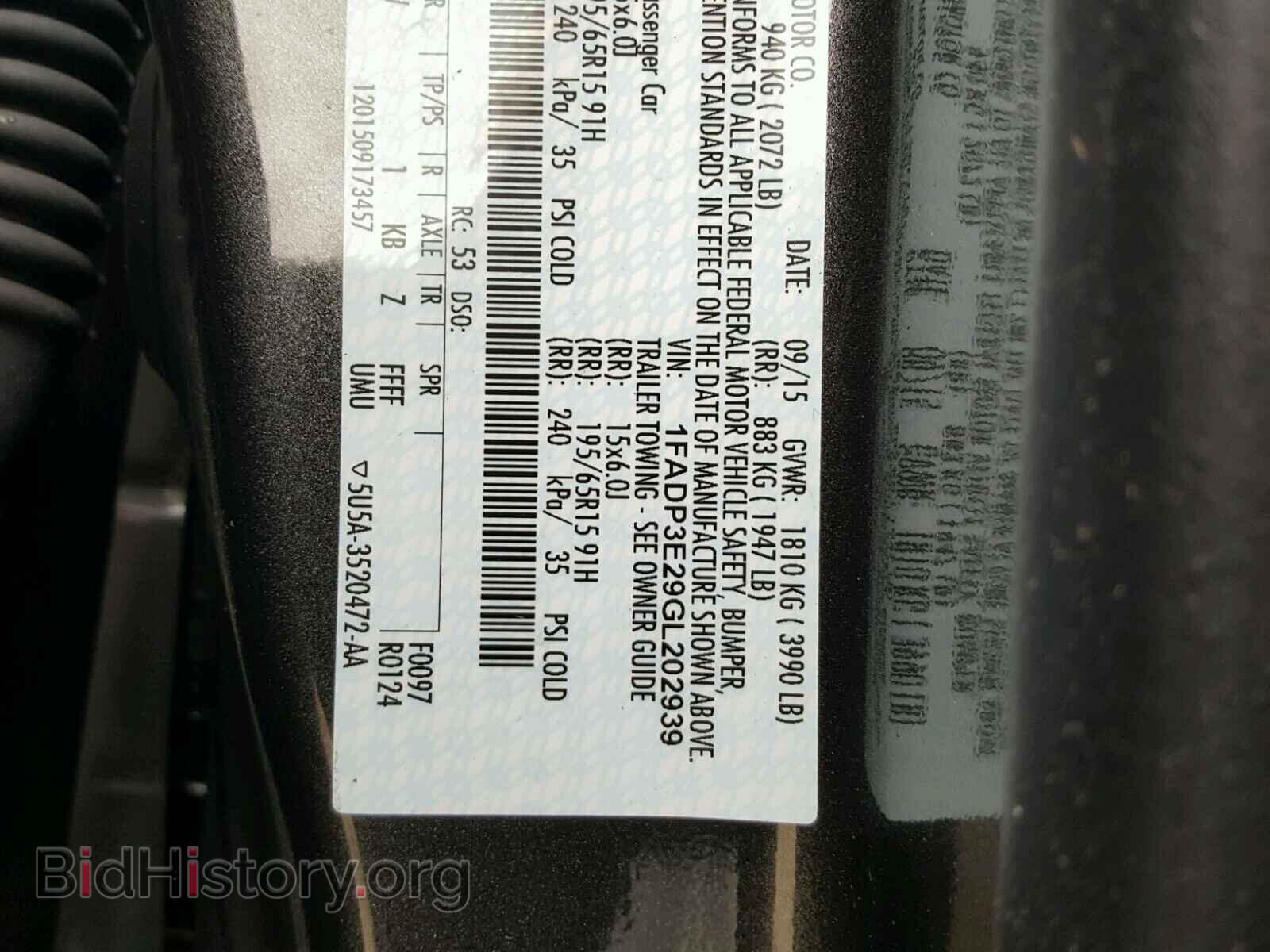 2016 FORD FOCUS - VIN: 1FADP3E29GL202939 - Фото 10