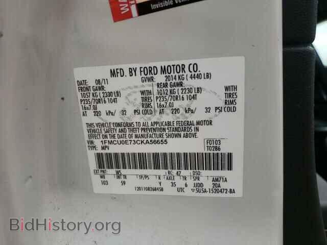 2012 FORD ESCAPE - VIN: 1FMCU0E73CKA56655 - Фото 10