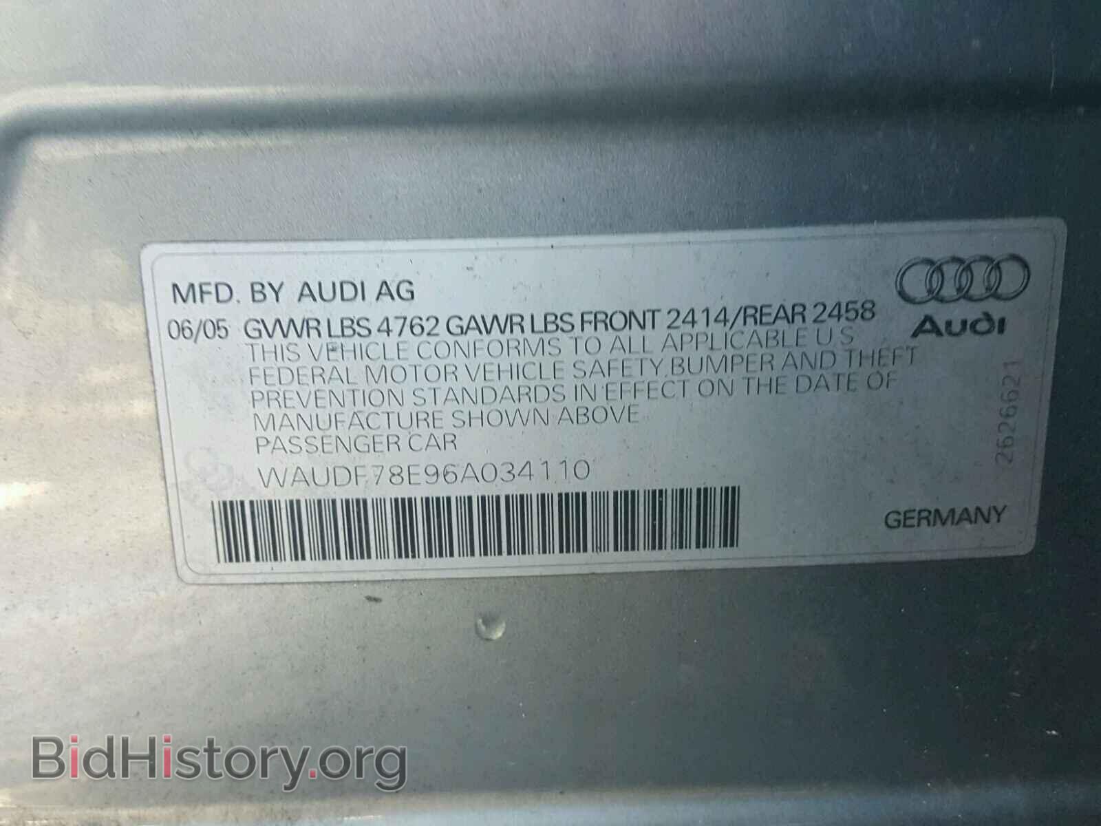 2006 AUDI A4 - VIN: WAUDF78E96A034110 - Photo 10