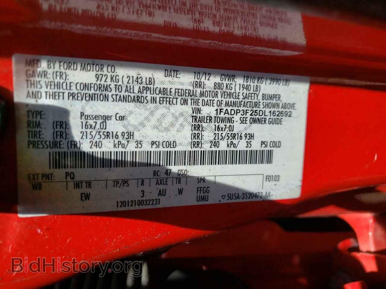 2013 FORD FOCUS - VIN: 1FADP3F25DL162692 - Фото 10