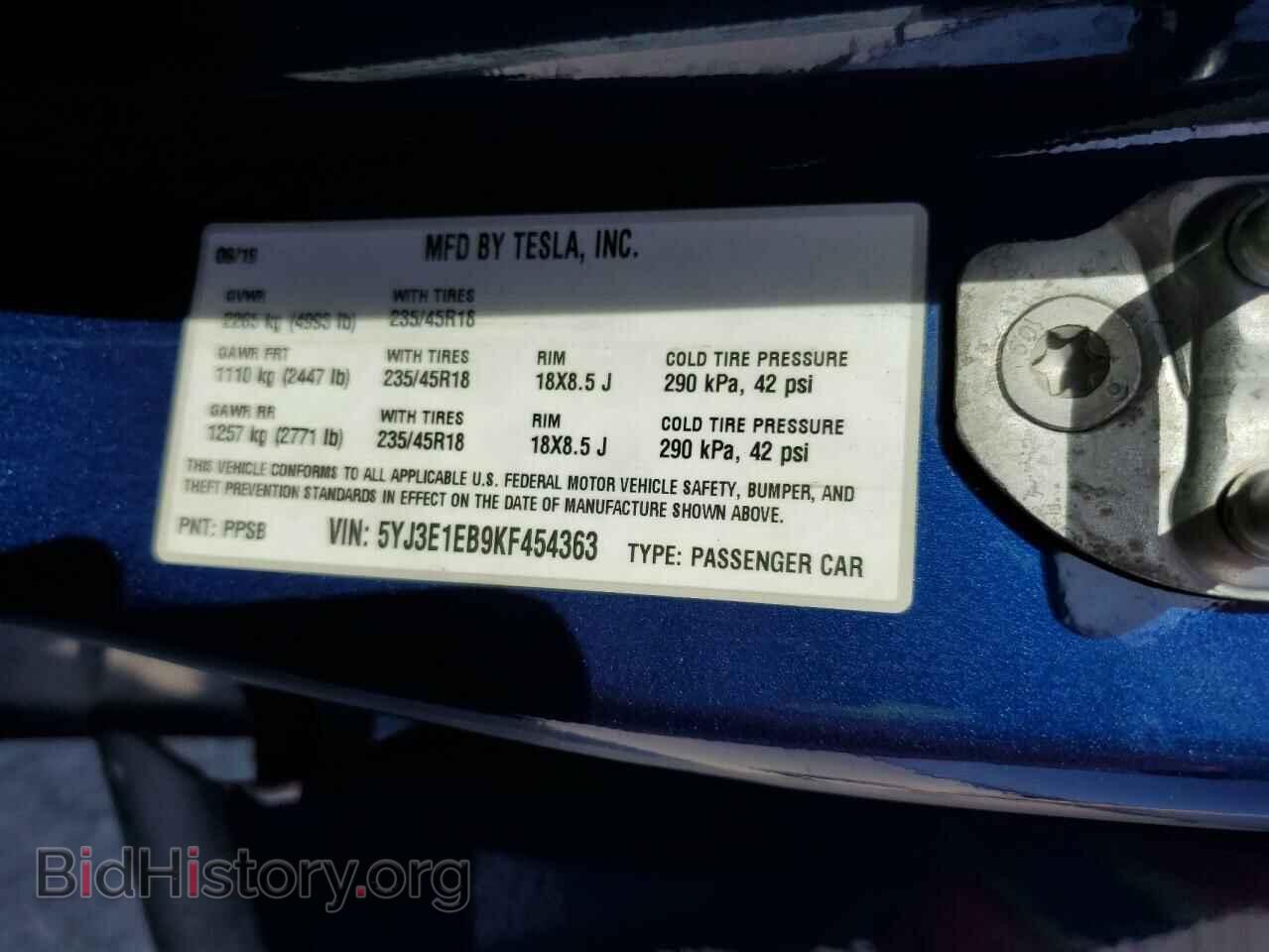 2019 TESLA MODEL 3 - VIN: 5YJ3E1EB9KF454363 - Фото 13