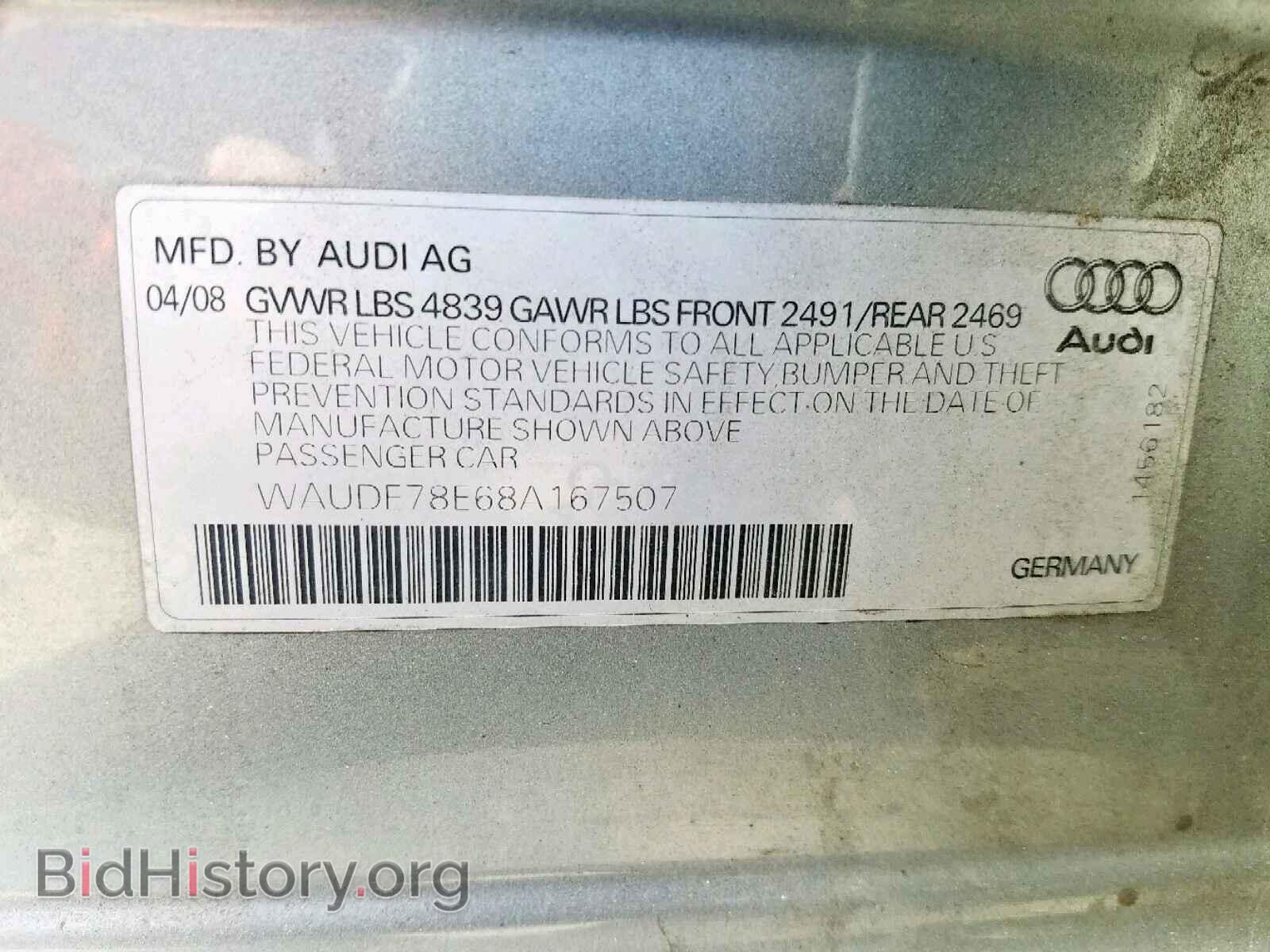 2008 AUDI A4 - VIN: WAUDF78E68A167507 - Фото 10