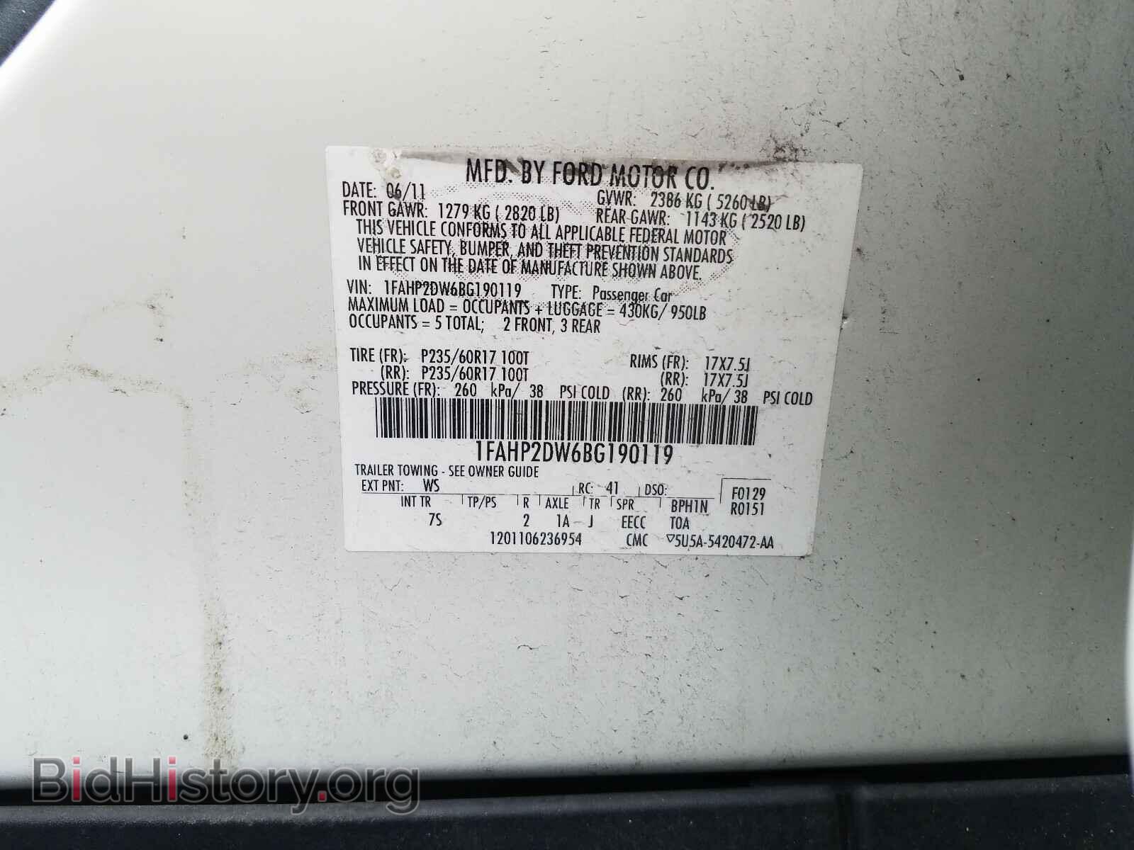 2011 FORD TAURUS - VIN: 1FAHP2DW6BG190119 - Фото 10