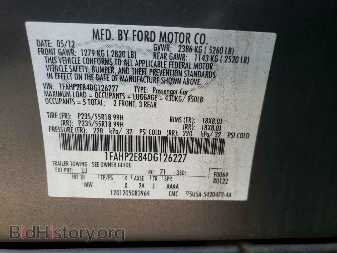 2013 FORD TAURUS - VIN: 1FAHP2E84DG126227 - Фото 10