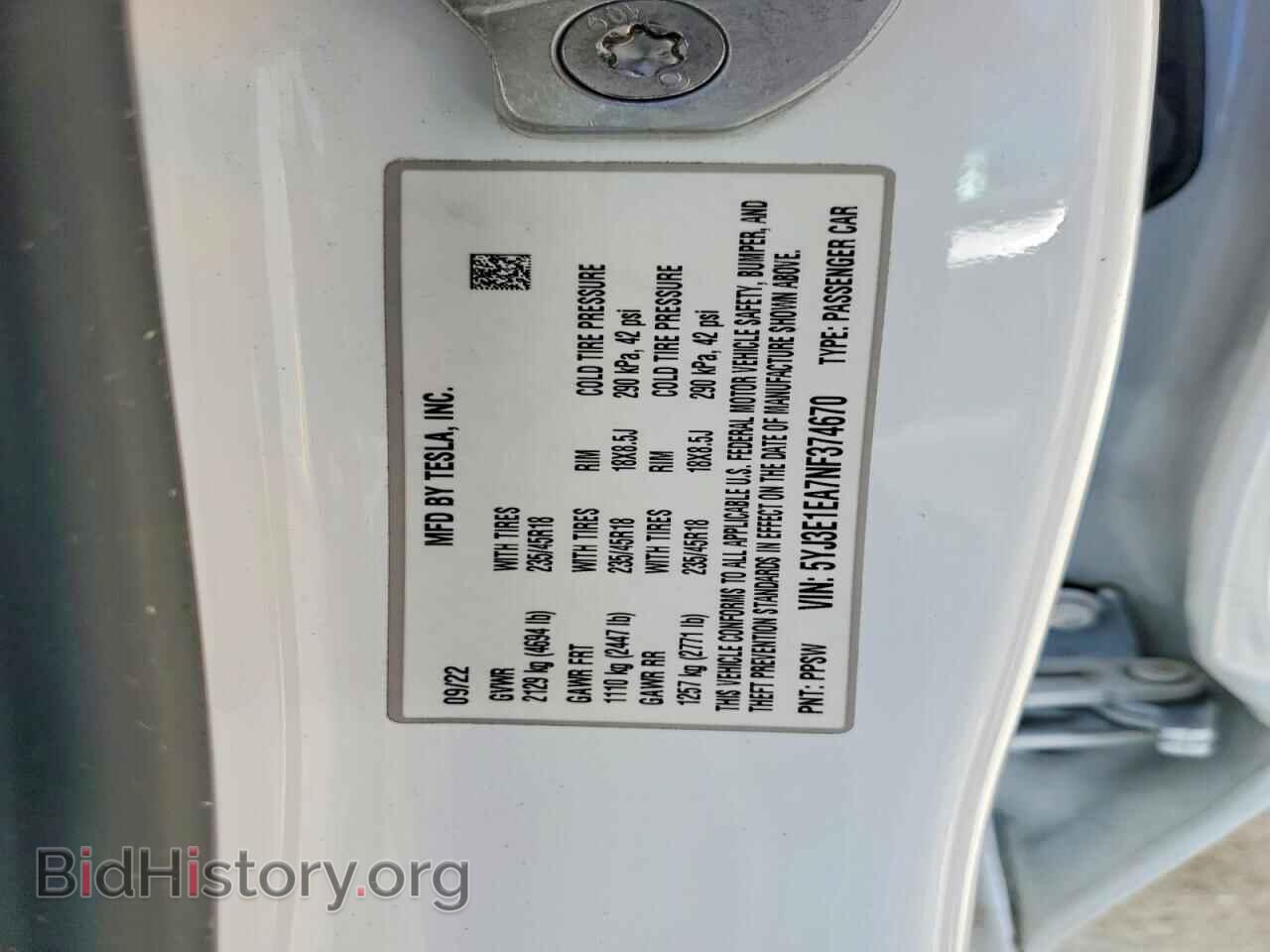2022 TESLA MODEL 3 - VIN: 5YJ3E1EA7NF374670 - Photo 12