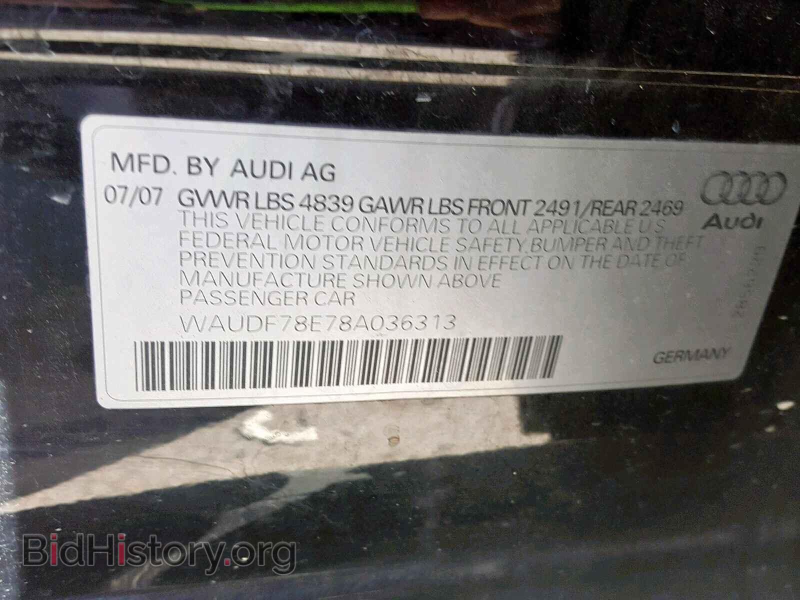 2008 AUDI A4 - VIN: WAUDF78E78A036313 - Фото 10