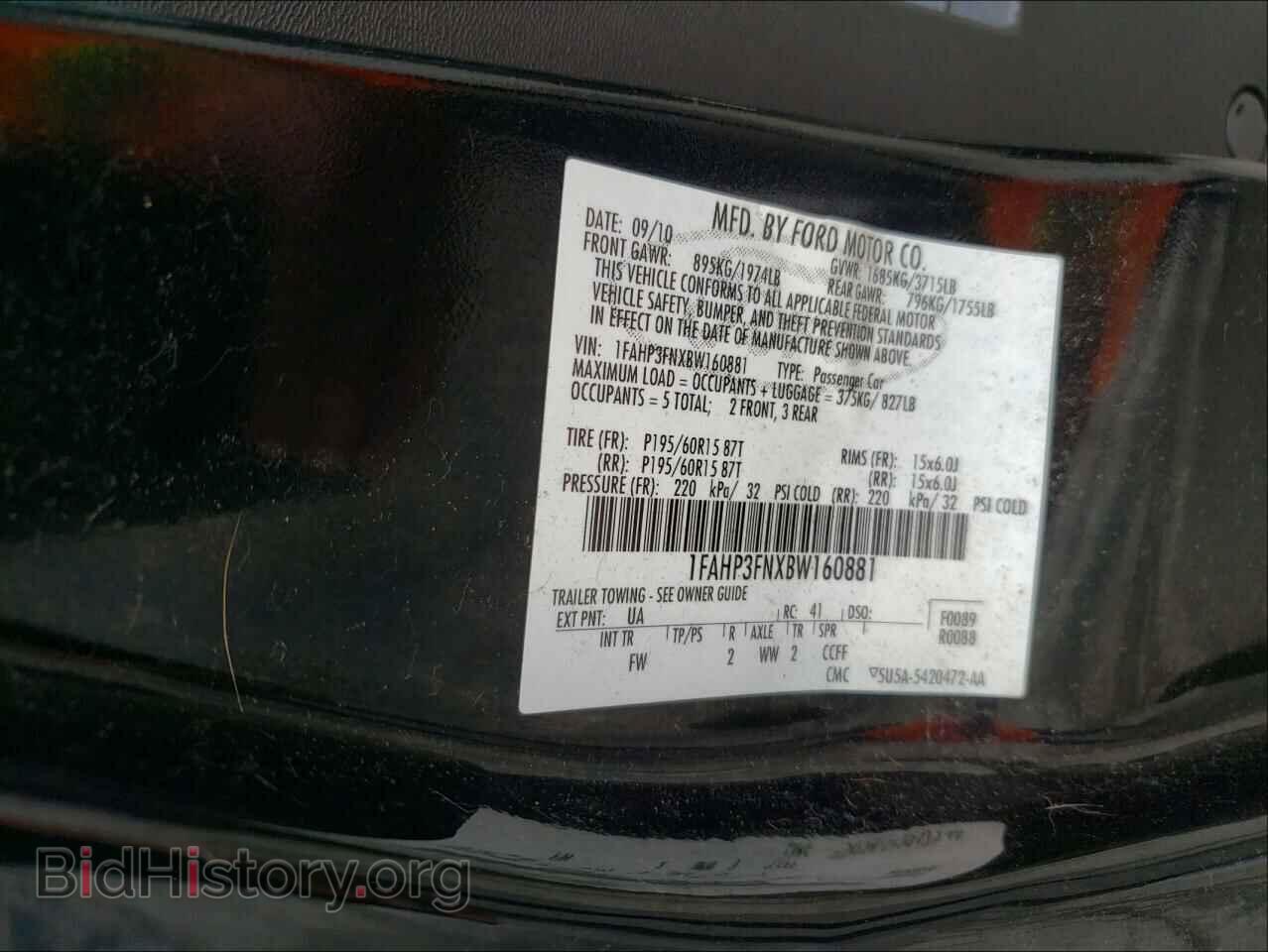 2011 FORD FOCUS - VIN: 1FAHP3FNXBW160881 - Фото 10