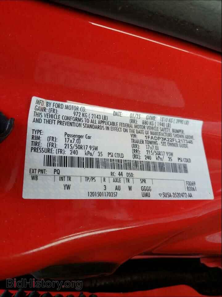 2015 FORD FOCUS - VIN: 1FADP3K22FL217348 - Фото 10