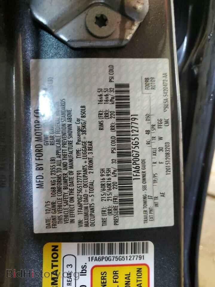 2016 FORD FUSION - VIN: 1FA6P0G75G5127791 - Фото 12