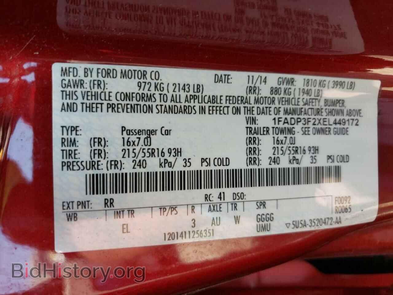 2014 FORD FOCUS - VIN: 1FADP3F2XEL449172 - Фото 10