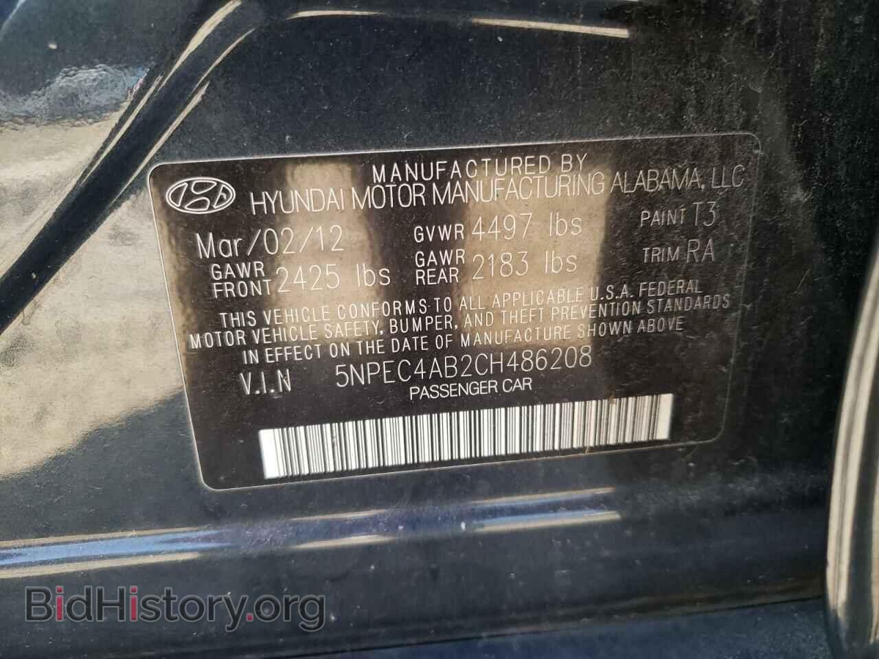 2012 HYUNDAI SONATA - VIN: 5NPEC4AB2CH486208 - Photo 12