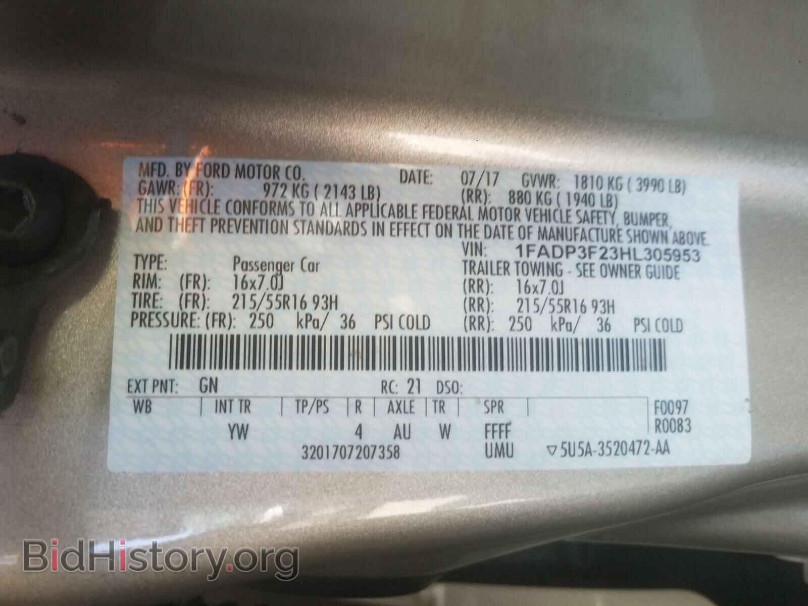 2017 FORD FOCUS - VIN: 1FADP3F23HL305953 - Photo 10