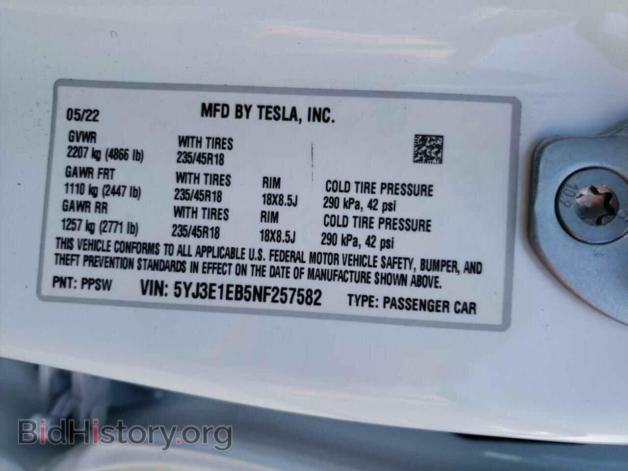 2022 TESLA MODEL 3 - VIN: 5YJ3E1EB5NF257582 - Фото 10