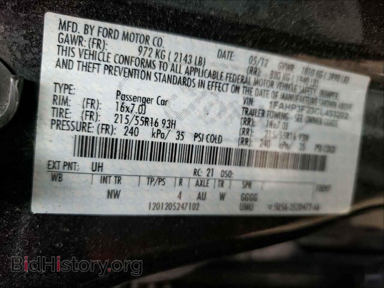 2012 FORD FOCUS - VIN: 1FAHP3F23CL433202 - Фото 10