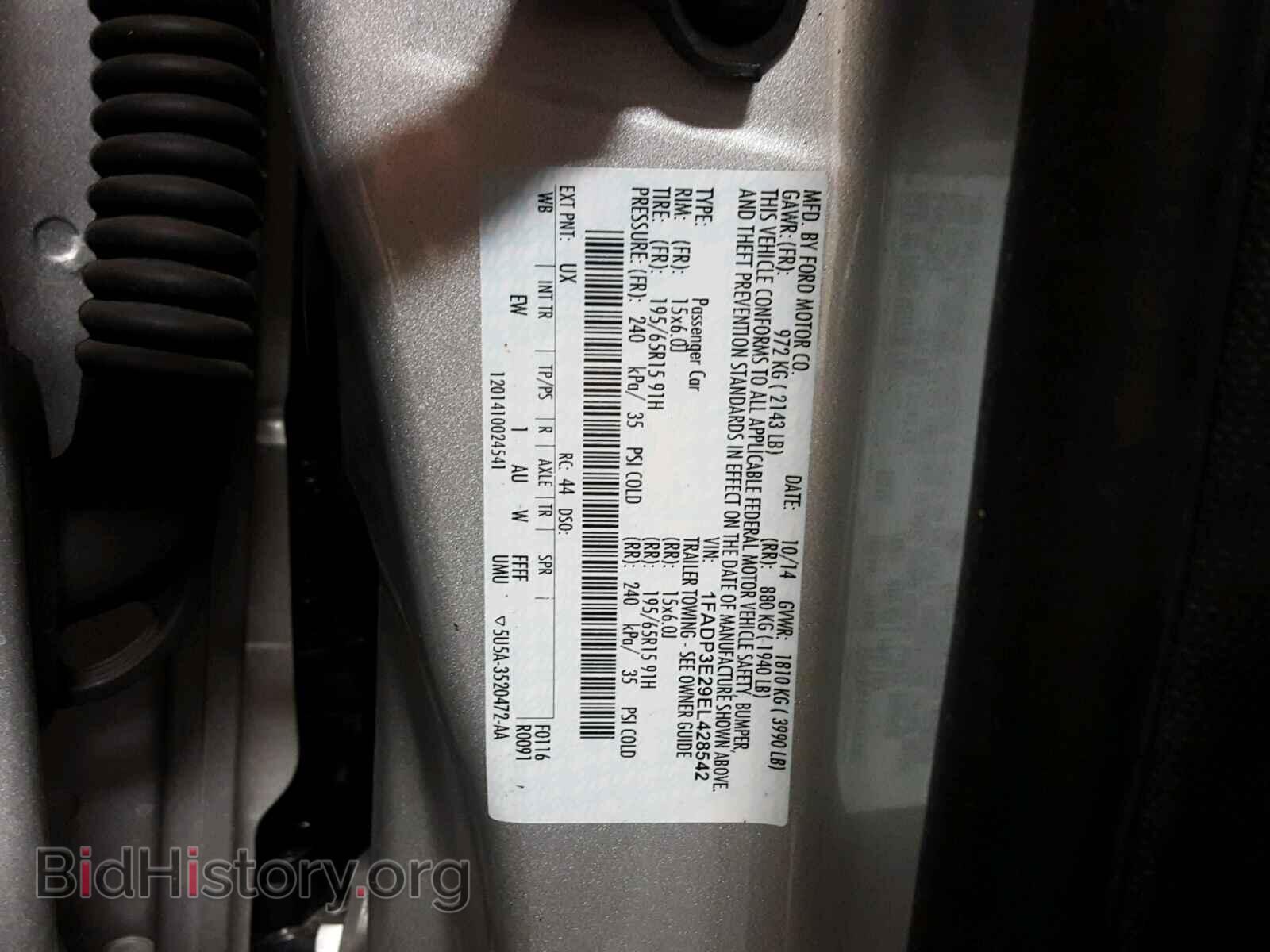 2014 FORD FOCUS - VIN: 1FADP3E29EL428542 - Фото 10