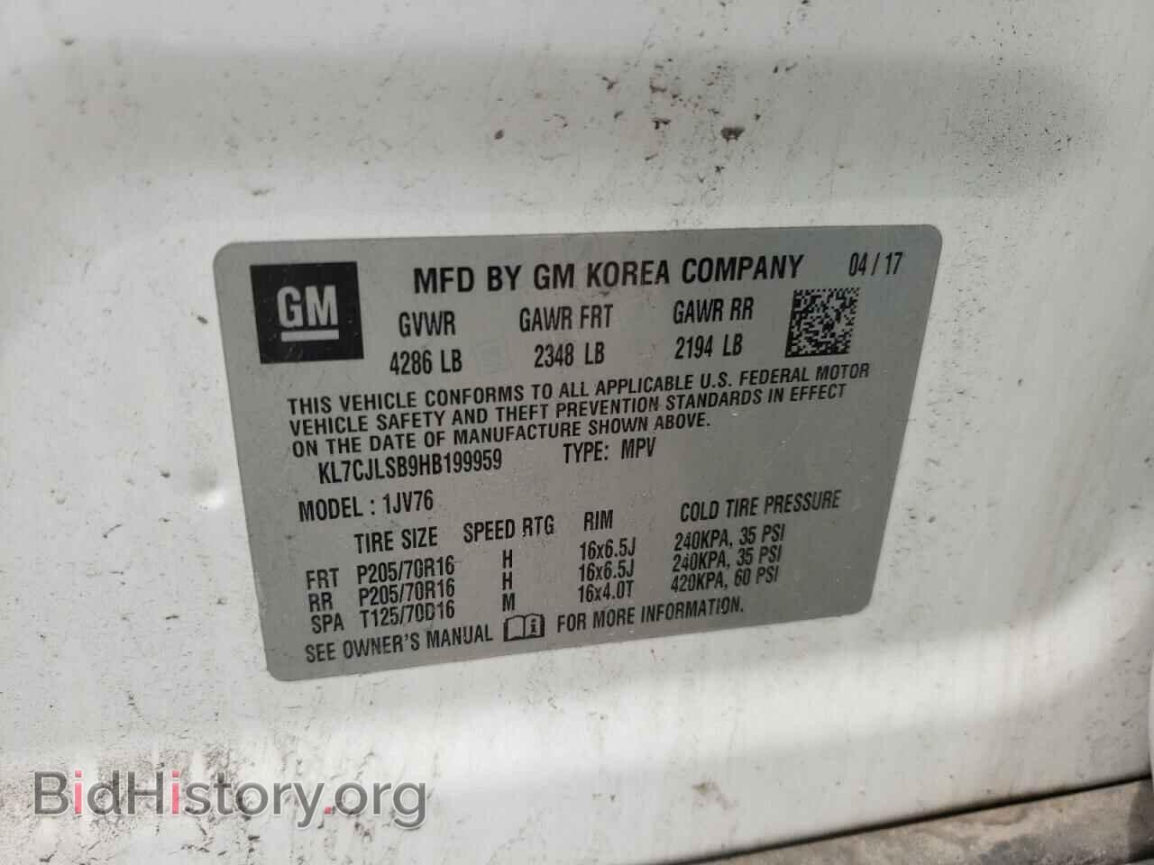 2017 CHEVROLET TRAX - VIN: KL7CJLSB9HB199959 - Фото 12