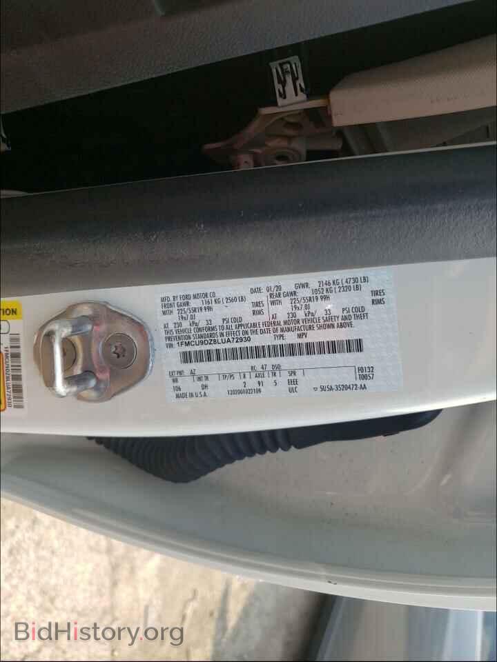 2020 FORD ESCAPE - VIN: 1FMCU9DZ8LUA72930 - Фото 10
