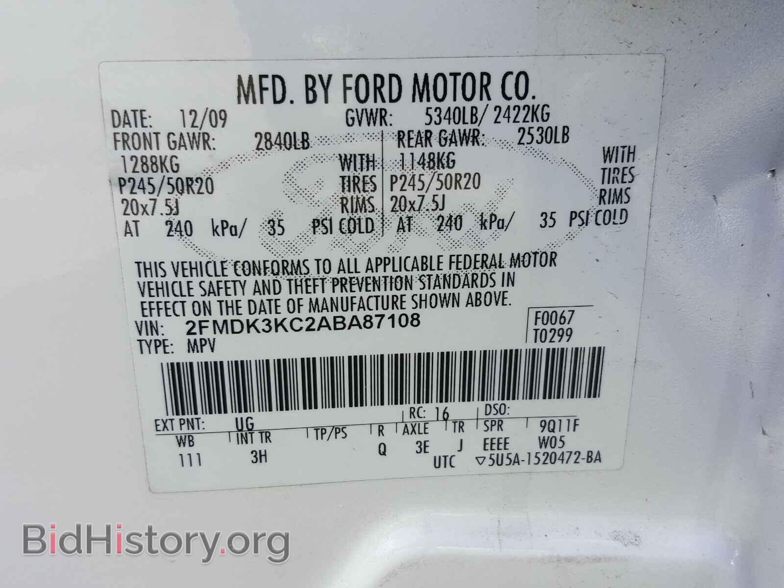 2010 FORD EDGE - VIN: 2FMDK3KC2ABA87108 - Photo 10