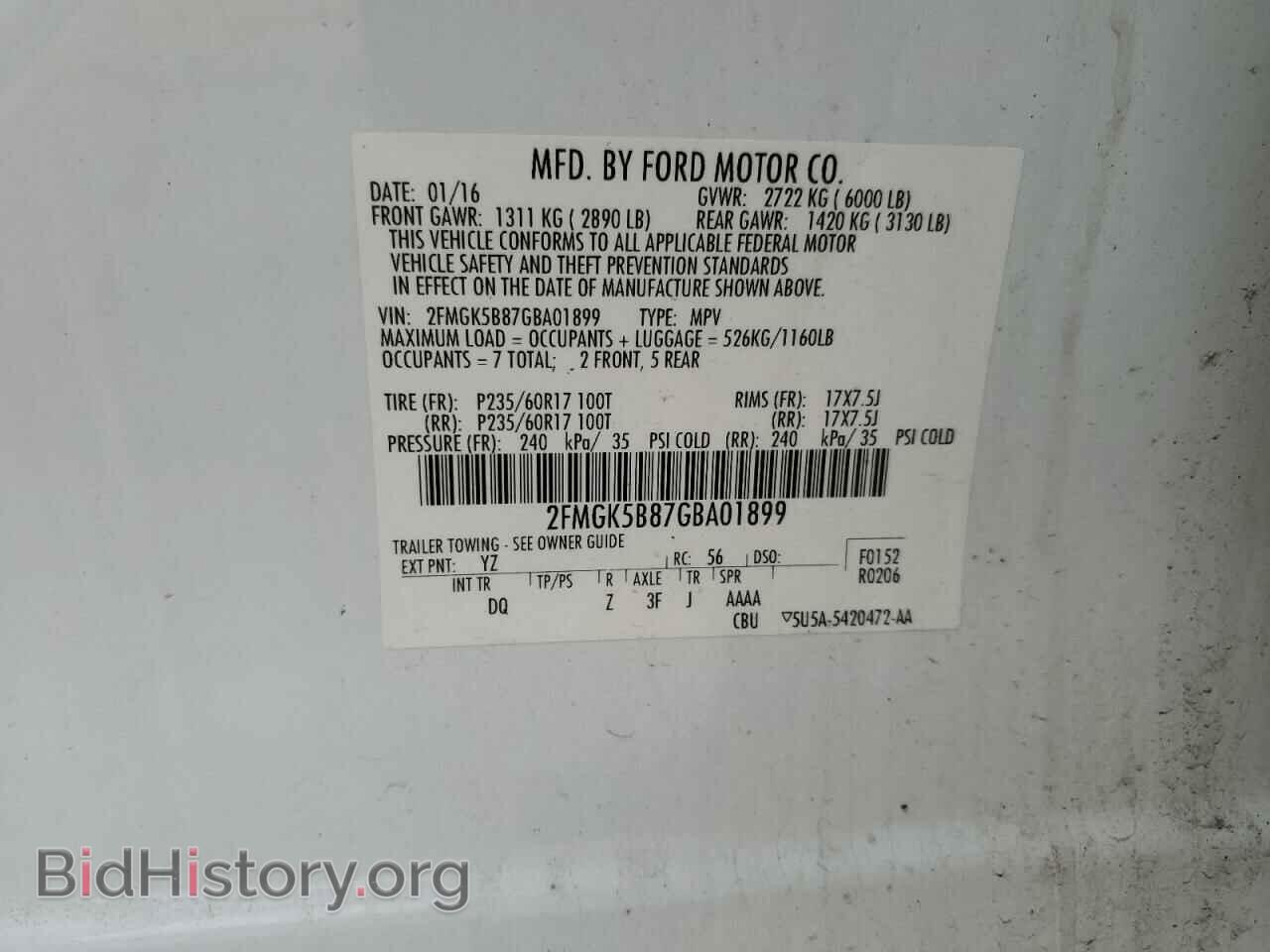 2016 FORD FLEX - VIN: 2FMGK5B87GBA01899 - Photo 12