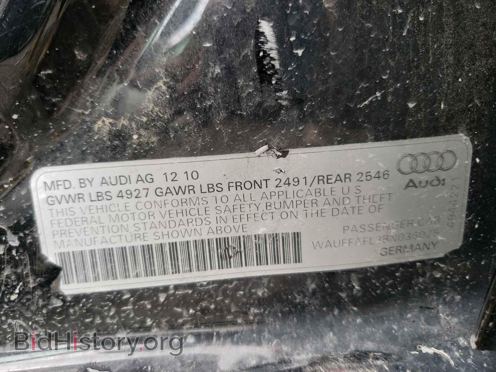 2011 AUDI A4 - VIN: WAUFFAFL3BN036025 - Фото 10