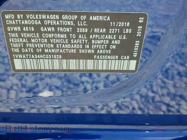 2017 VOLKSWAGEN PASSAT - VIN: 1VWAT7A34HC031529 - Фото 10