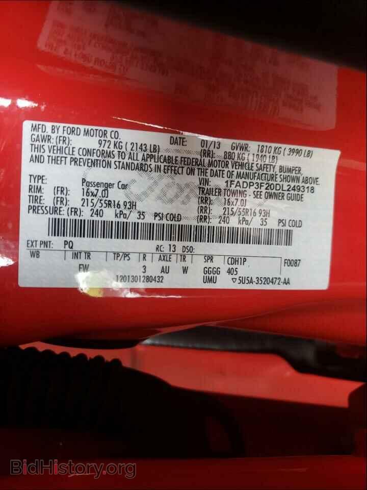 2013 FORD FOCUS - VIN: 1FADP3F20DL249318 - Фото 10