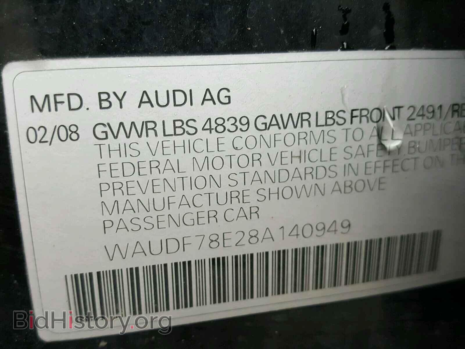 2008 AUDI A4 - VIN: WAUDF78E28A140949 - Photo 10