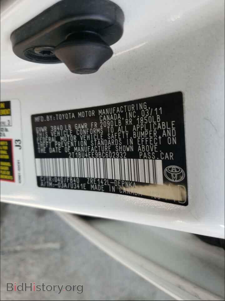 2011 TOYOTA COROLLA - VIN: 2T1BU4EE9BC602932 - Фото 10