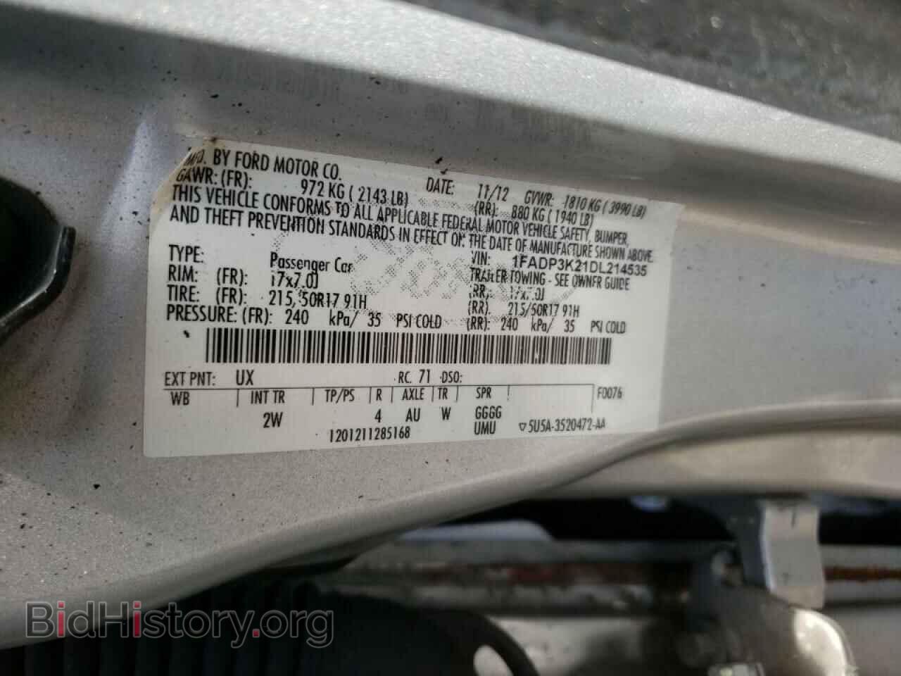 2013 FORD FOCUS - VIN: 1FADP3K21DL214535 - Фото 10