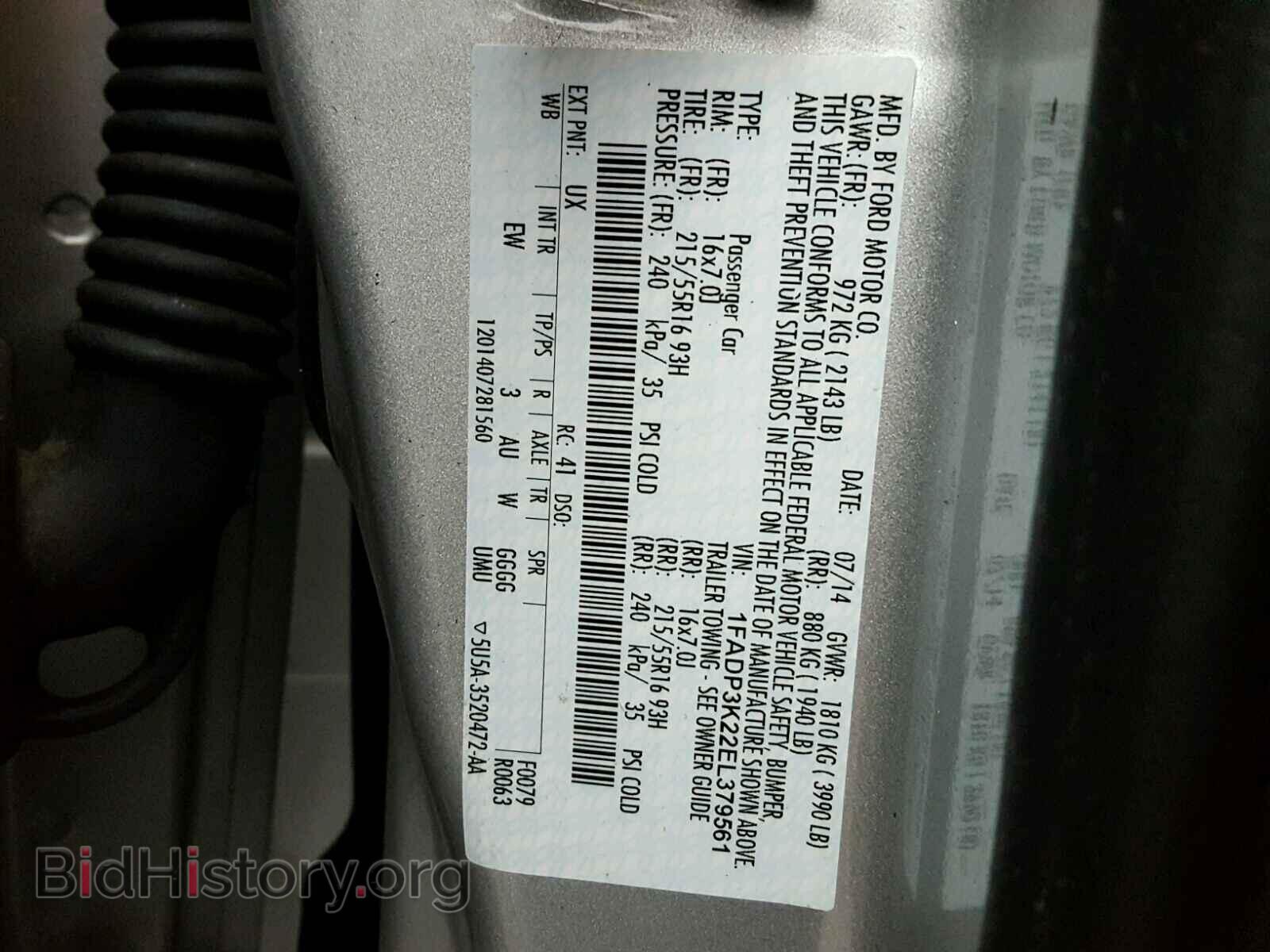 2014 FORD FOCUS - VIN: 1FADP3K22EL379561 - Фото 10
