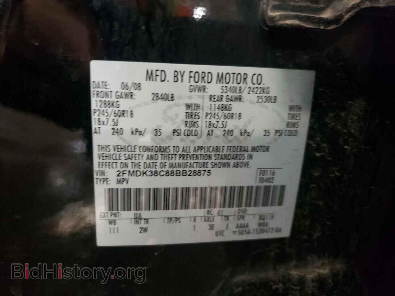 2008 FORD EDGE - VIN: 2FMDK38C88BB28875 - Photo 10