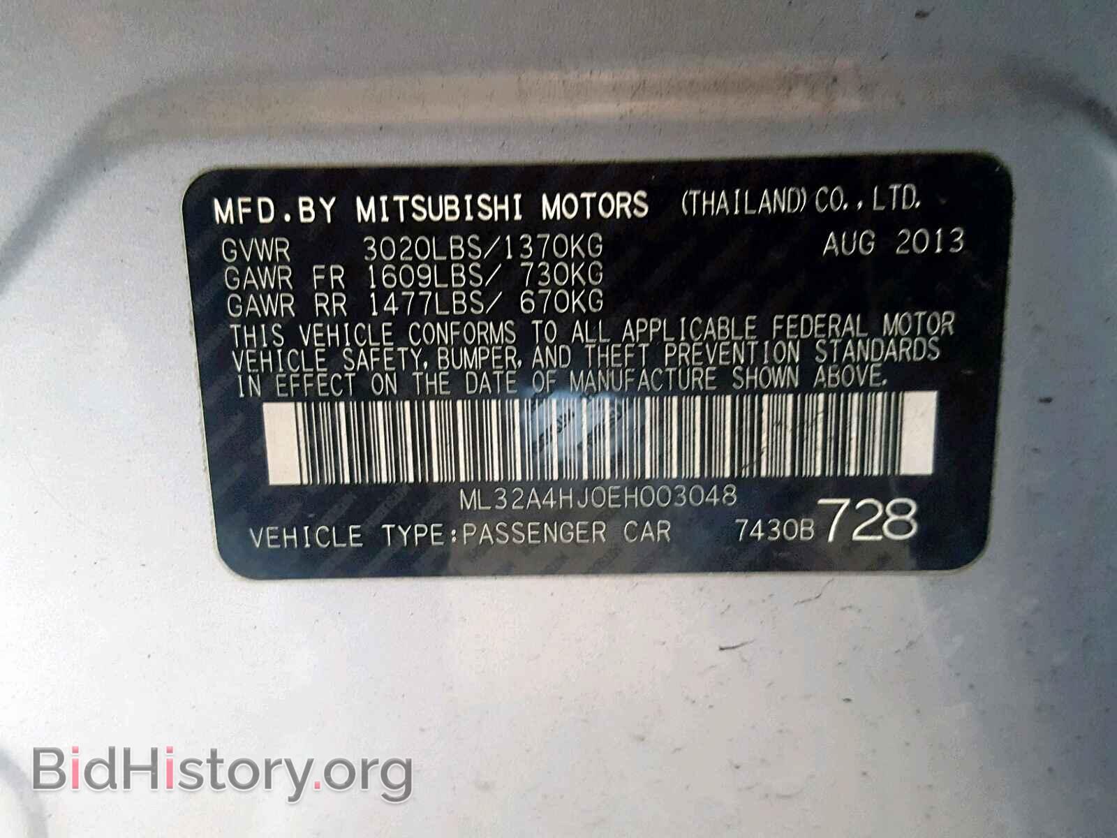 2014 MITSUBISHI MIRAGE - VIN: ML32A4HJ0EH003048 - Фото 10