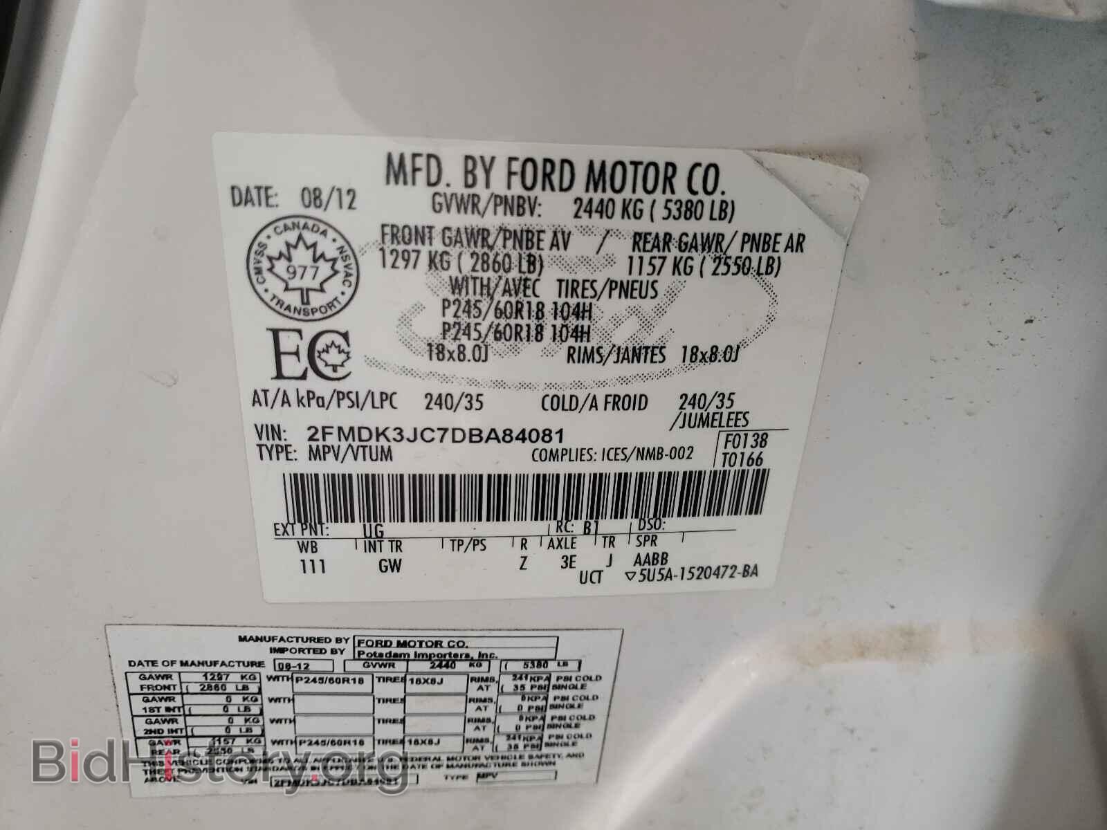 2013 FORD EDGE - VIN: 2FMDK3JC7DBA84081 - Photo 10