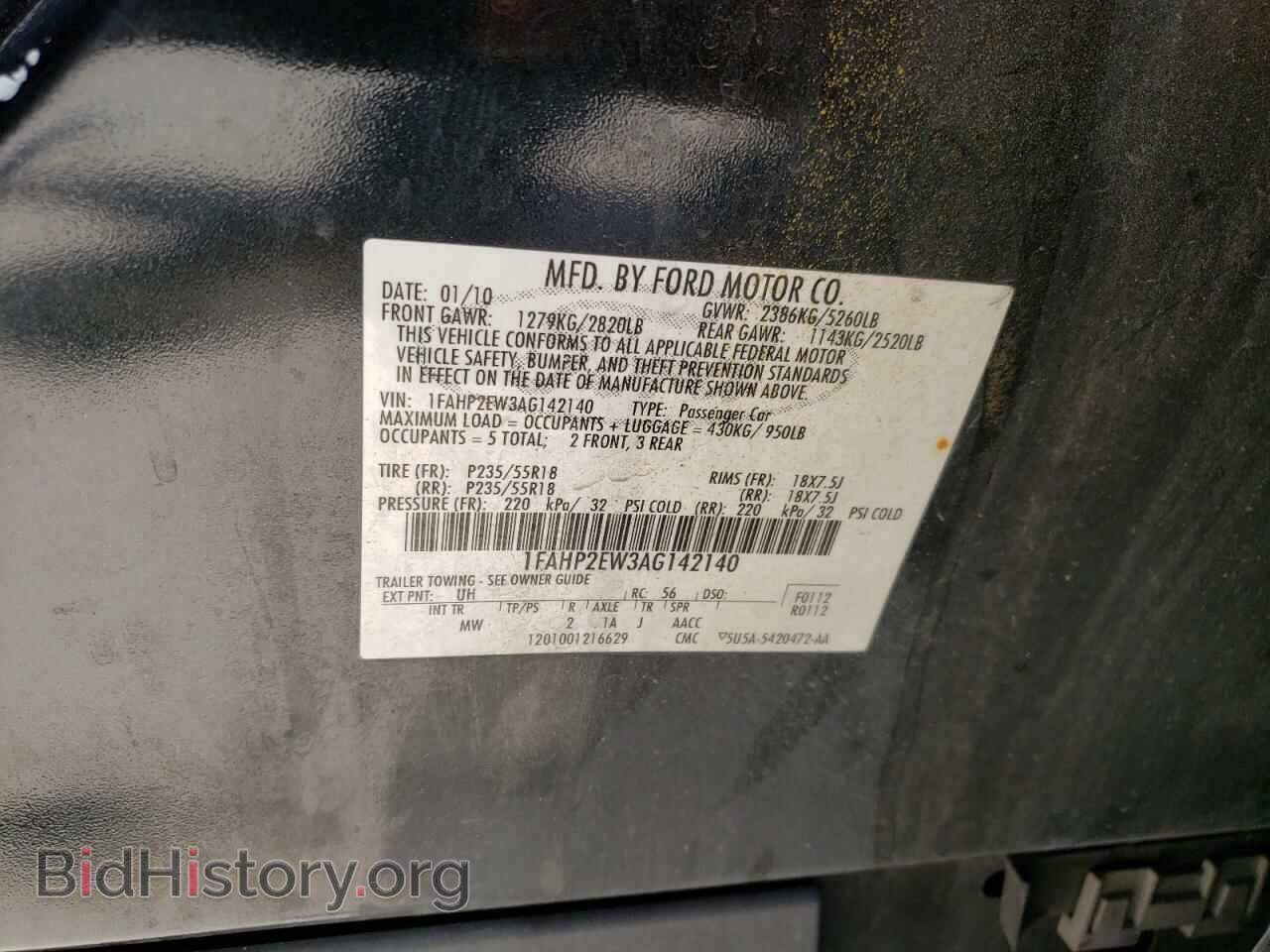 2010 FORD TAURUS - VIN: 1FAHP2EW3AG142140 - Photo 10