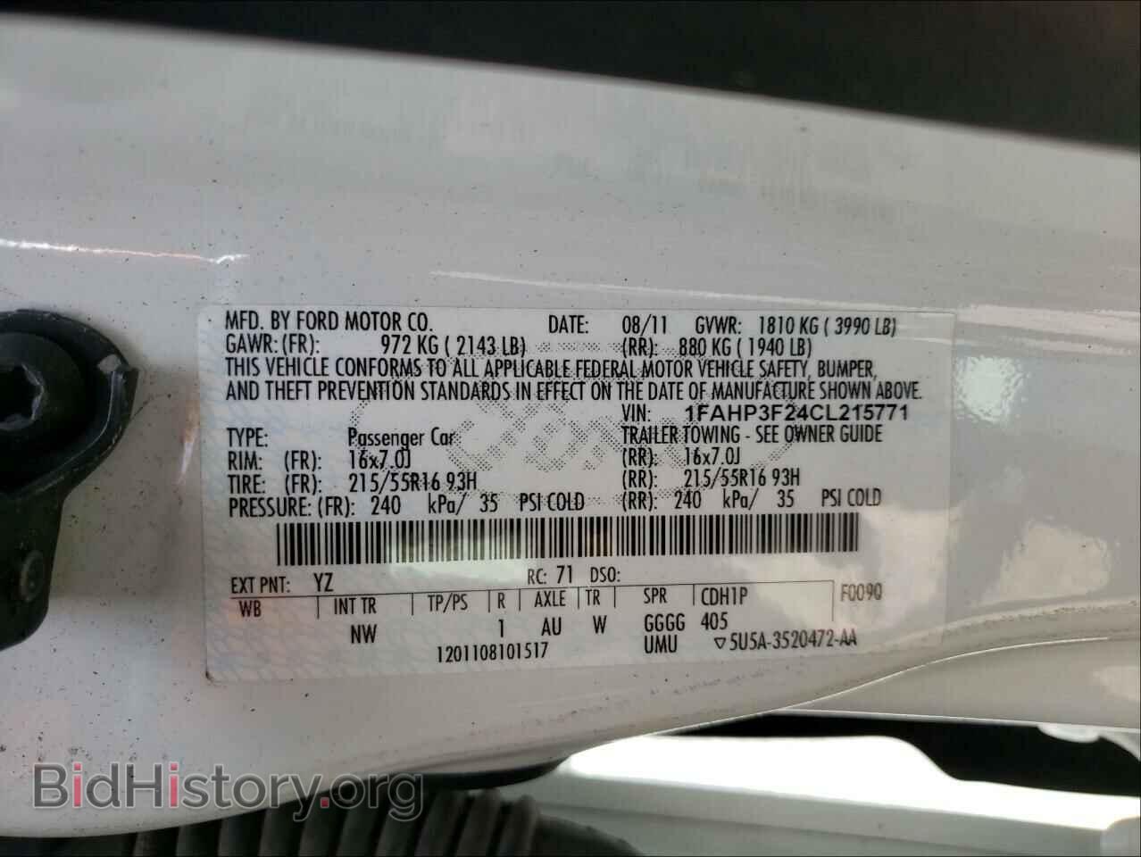 2012 FORD FOCUS - VIN: 1FAHP3F24CL215771 - Фото 10