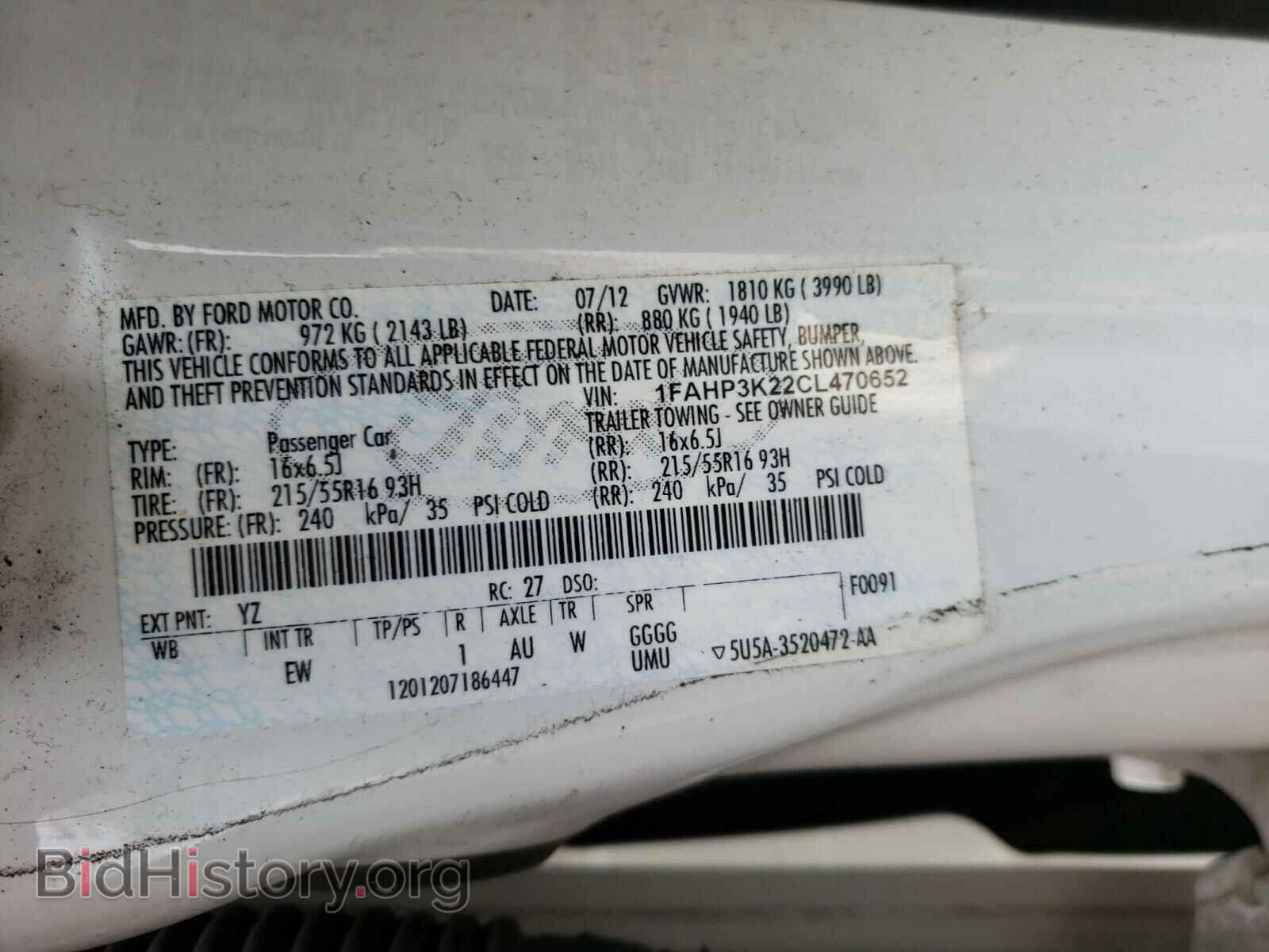 2012 FORD FOCUS - VIN: 1FAHP3K22CL470652 - Фото 10