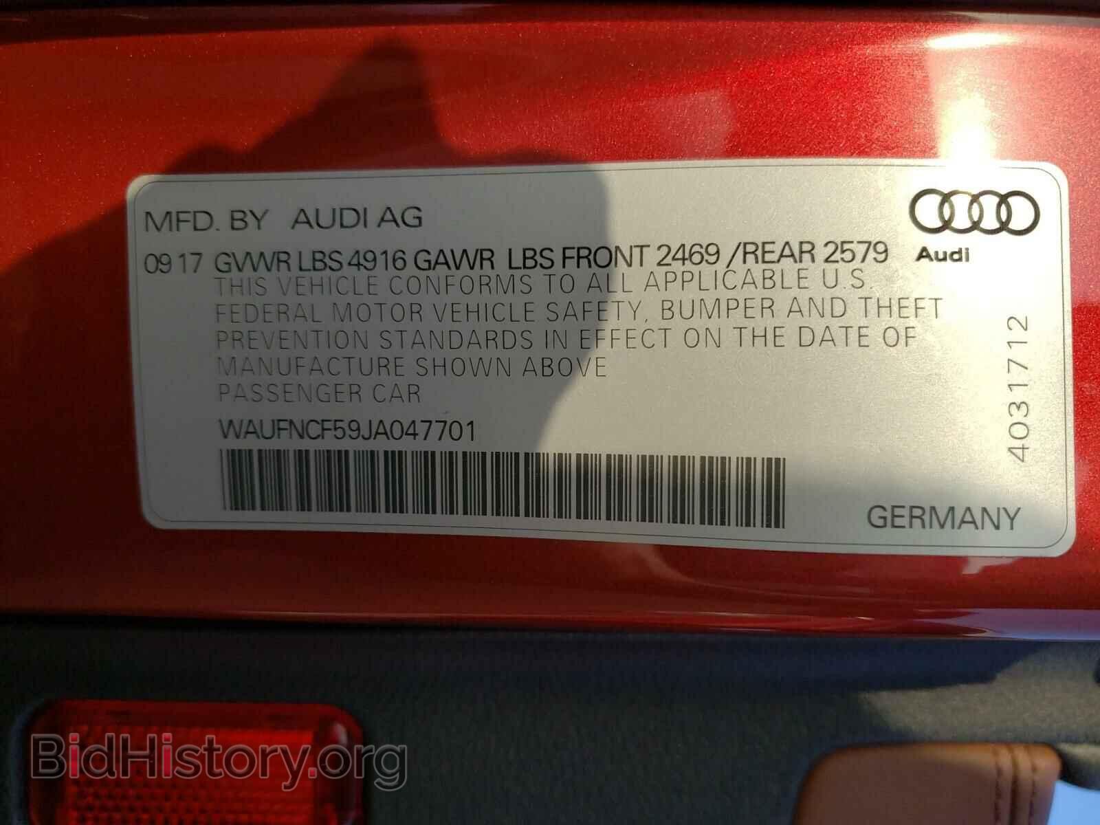 2018 AUDI A5 - VIN: WAUFNCF59JA047701 - Фото 10