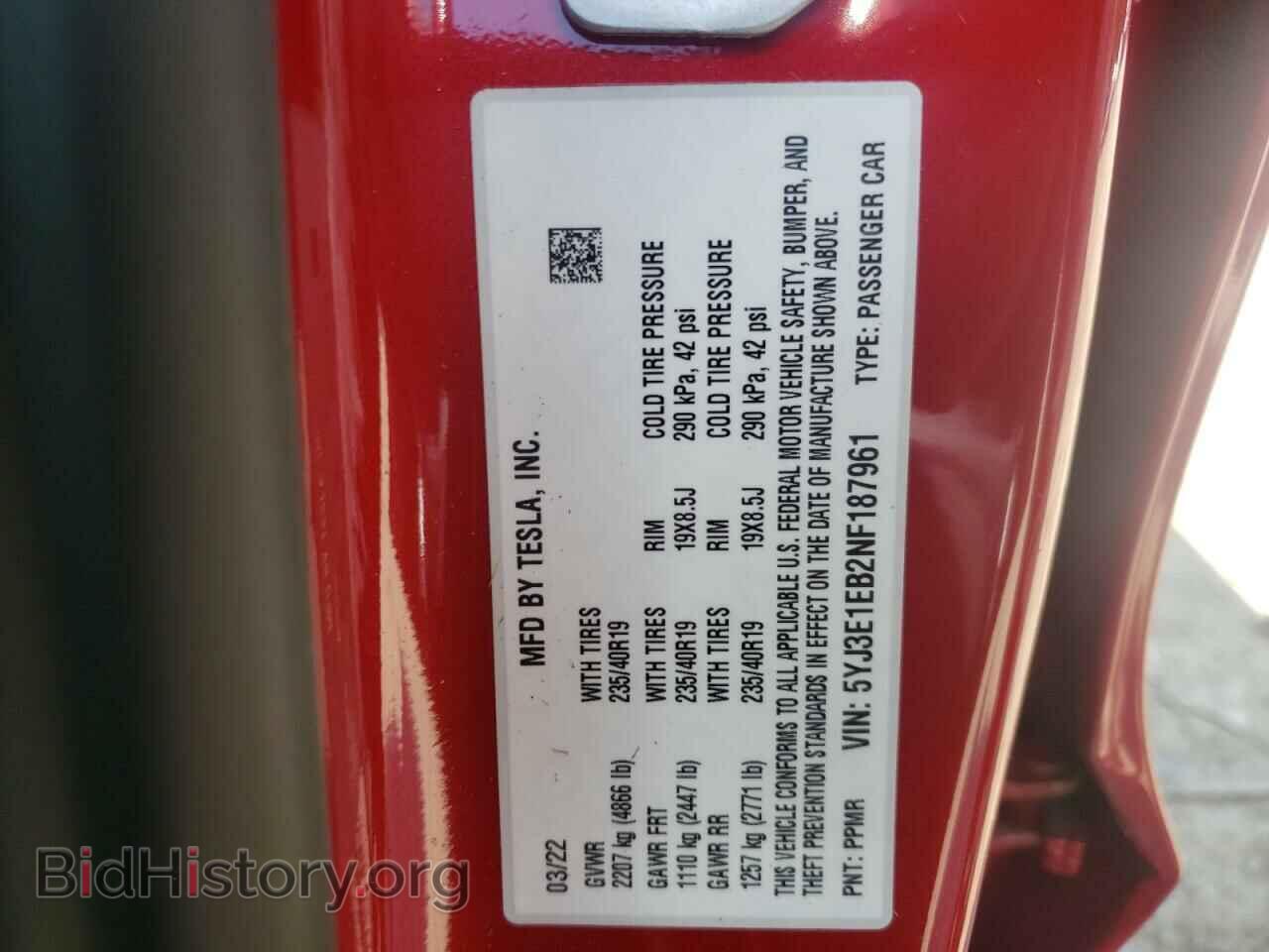 2022 TESLA MODEL 3 - VIN: 5YJ3E1EB2NF187961 - Photo 10
