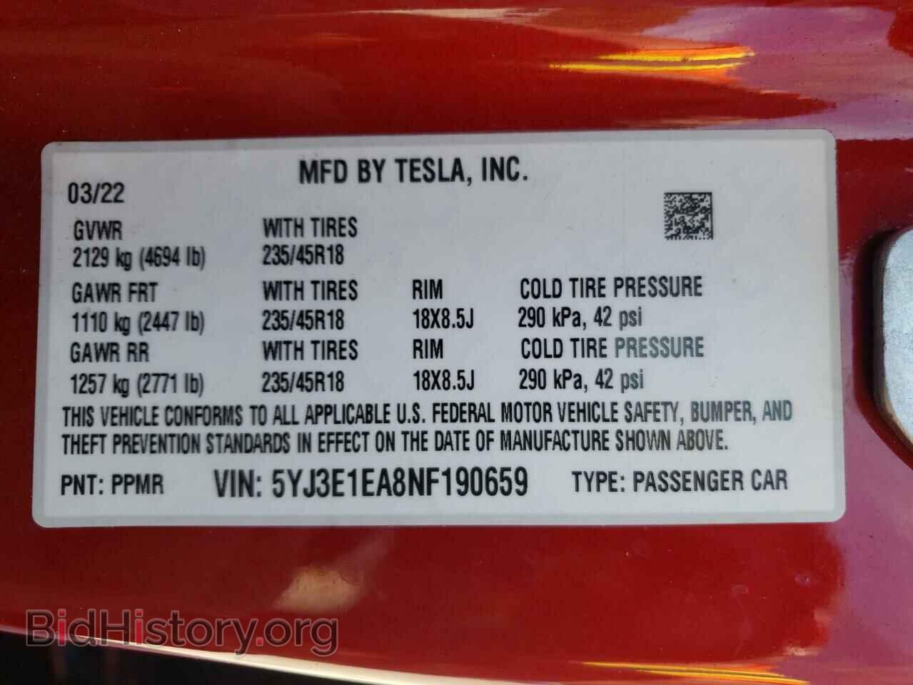 2022 TESLA MODEL 3 - VIN: 5YJ3E1EA8NF190659 - Photo 10