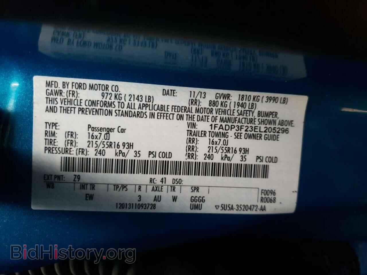 2014 FORD FOCUS - VIN: 1FADP3F23EL205296 - Фото 10