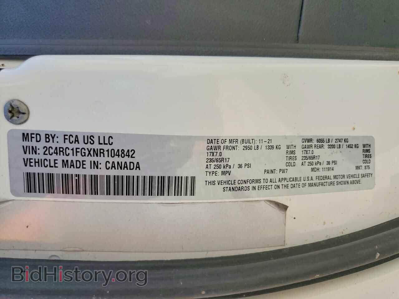 2022 CHRYSLER PACIFICA - VIN: 2C4RC1FGXNR104842 - Фото 14
