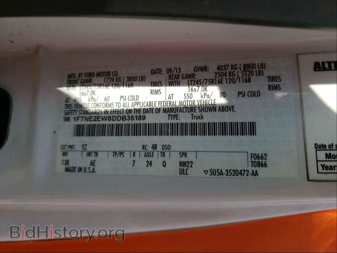 2013 FORD ECONOLINE - VIN: 1FTNE2EW8DDB35189 - Photo 10